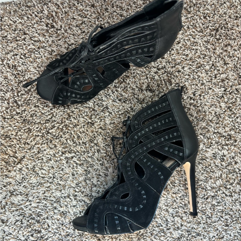 Gianni bini Elegant Black Lace-Up Stiletto Heels